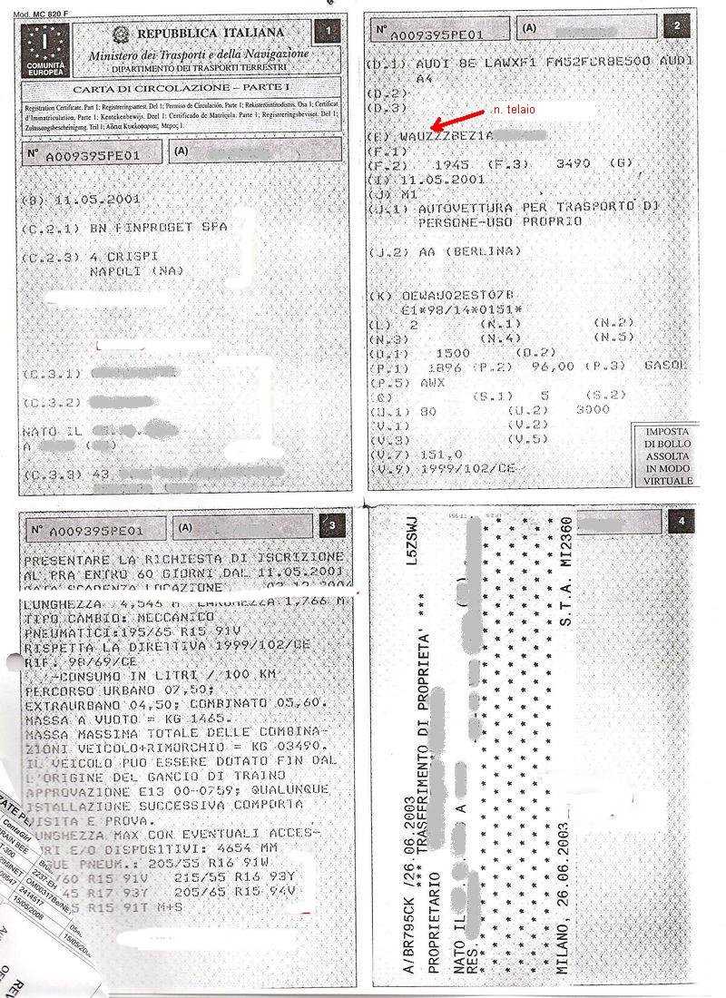Dove leggere il numero di telaio Automotor Adriatica Dove leggere il numero di telaio Automotor Adriatica